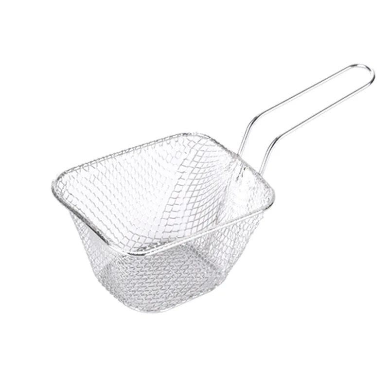 

5PCS Stainless Steel French Fries Mini Basket 9*11*6.2cm Square French Fry Holder Multicolor for Chips Fried Food GR5