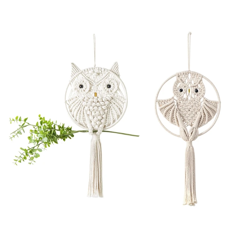 

Owls Dream Catchers Cotton Macrame Wall Hanging Macrame Decor Hand-woven Owl Amulet Home Decoration Accessories