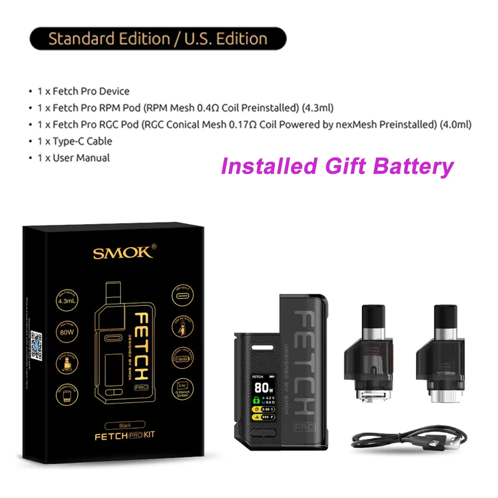 Newest SMOK Fetch Pro KIT 80W Pod Vape 4.3ml Capacity RGC RPM Coil Electronic Cigarette Vaporizer VS RPM40 RPM80 | Электроника