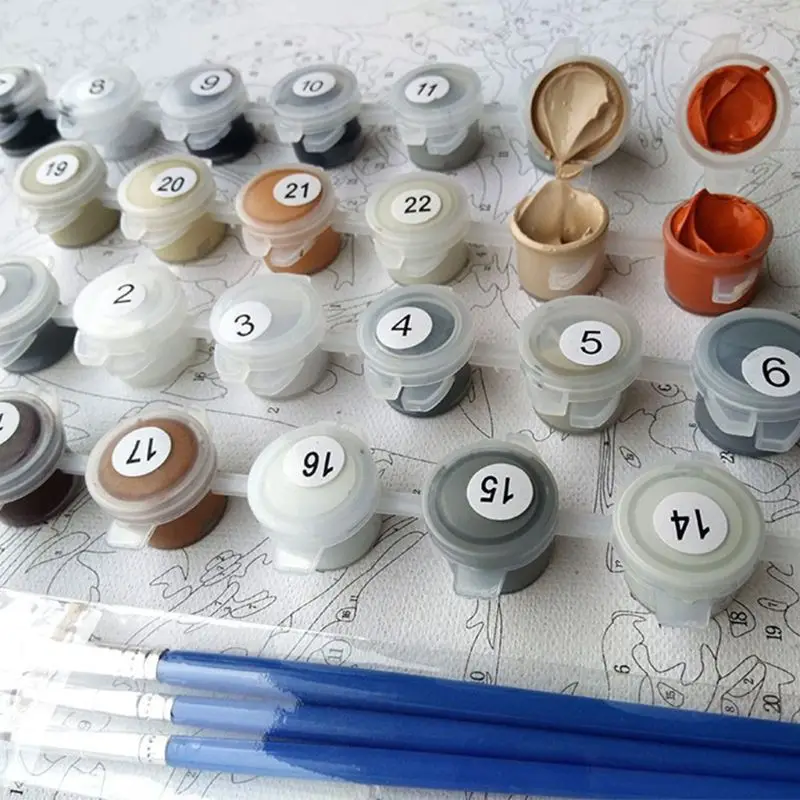 

Paint For Adults and Kids DIY Oil Painting Kits Pre-Printed Canvas Pink Flower