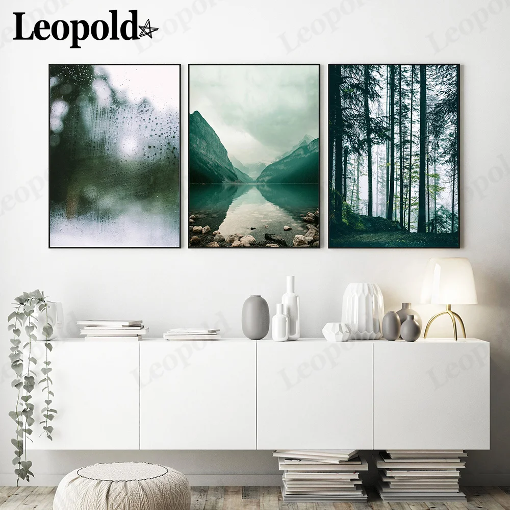 

Nordic Foggy Forest Canvas Painting Green Landscape Poster Printing Wall Art Modern Home Room Decoration Accessories