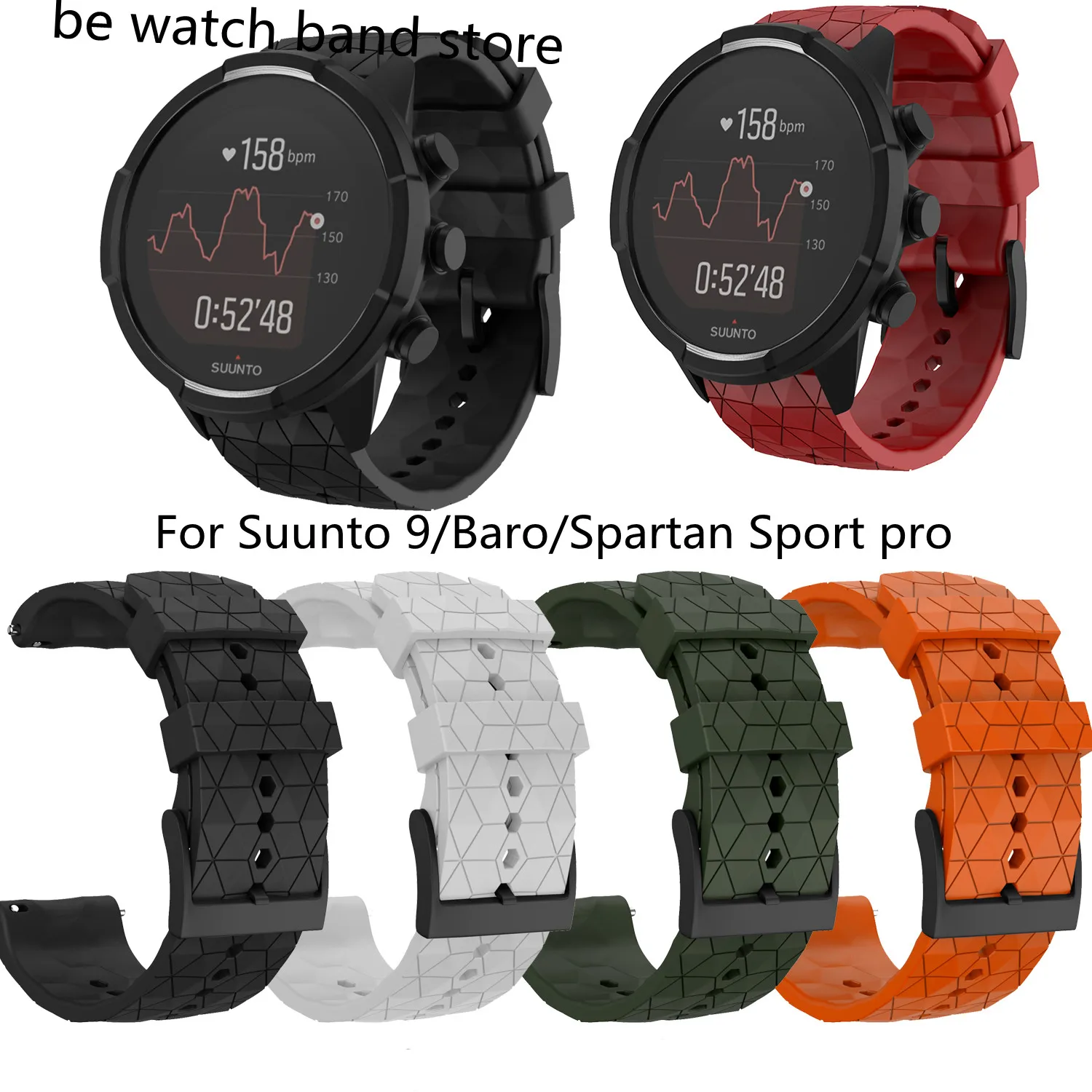 

Ремешок силиконовый сменный для Suunto 7 D5, браслет для спортивных смарт-часов Suunto 9 Spartan, HR Baro