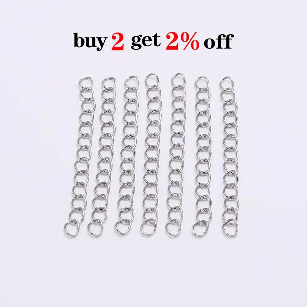 50Pcs/lot 5/7cm Stainless Steel Tail Extender Chain Bulk Necklace Bracelet Extension For Jewelry Making Connector Findings | Украшения и