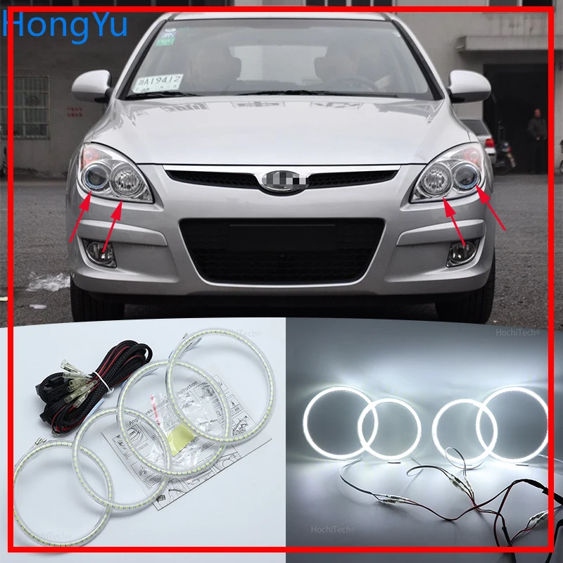 

Для Hyundai i30 2008 2009 2010 2011 Супер яркий белый цвет 3528 SMD комплект светодиодов «глаза ангела» дневные ходовые огни светильник DRL