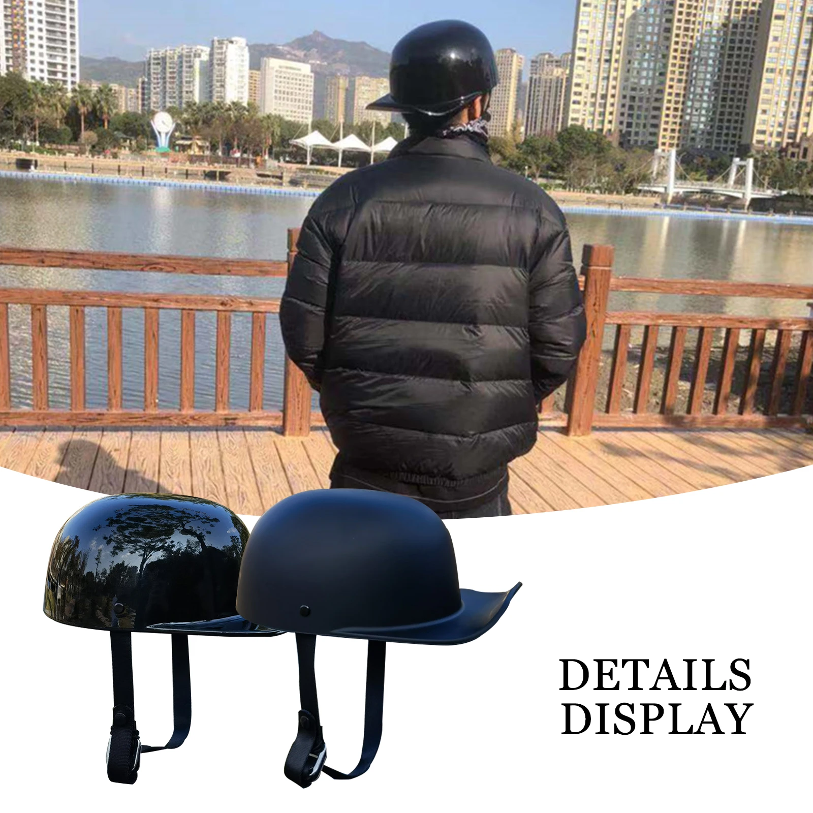 

Black Adult Open Face Half Helmet Moto vintage Motorcycle Motorbike Biker Riding Crash Scooter,Cruiser,Chopper