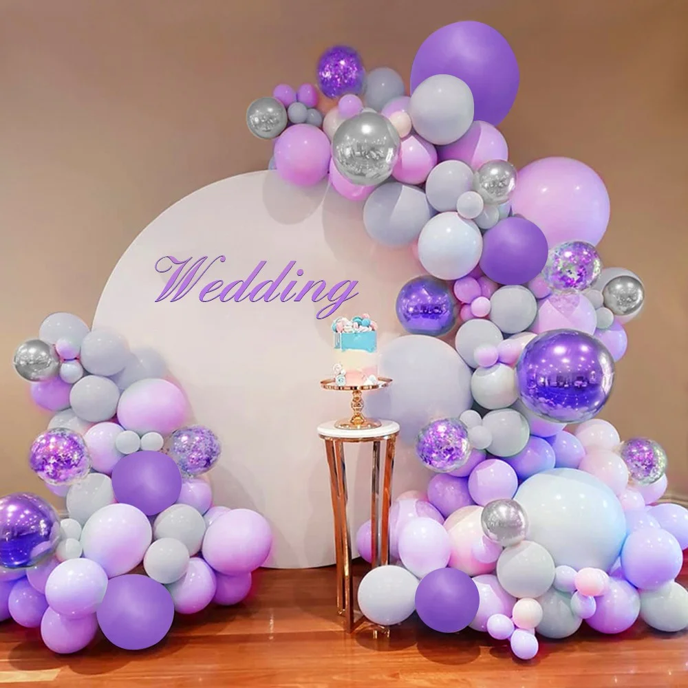 

115 Pcs Balloon Garland Arch Kit for Wedding Birthday Party Decoration Latex Purple Balloons for Anniversary Party Supplies