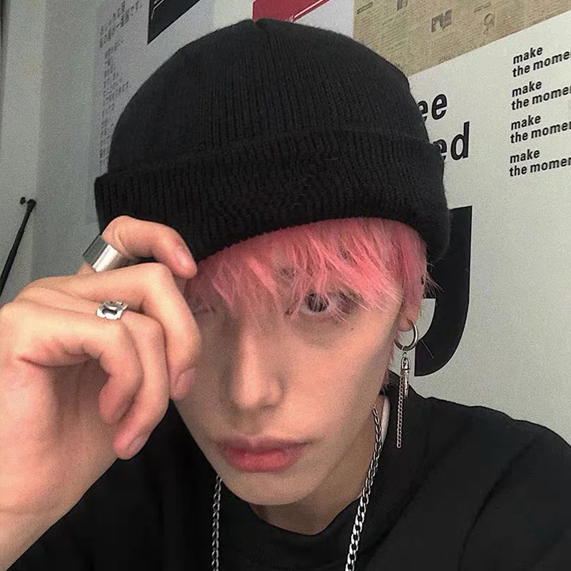 

Kintting Hats Men's And Women's Winter Outdoor Korean Trend Knitted Pullover Hat Warm 2021 New Trend Streetwear Fashion Cap