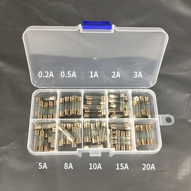 100 шт набор 5x20 мм быстро выдувные стеклянные трубки предохранители в