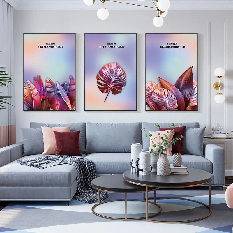 

Scandinavian Style Colorful Plant Poster And Print Plant Leaf Canvas Painting Modern Minimalist Home Living Room Decoration
