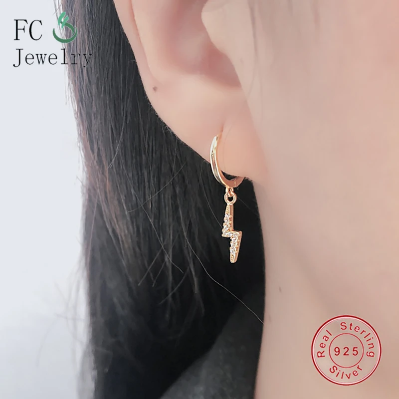 Женские серьги кольца из серебра 100% пробы с фианитом|Серьги-кольца| |