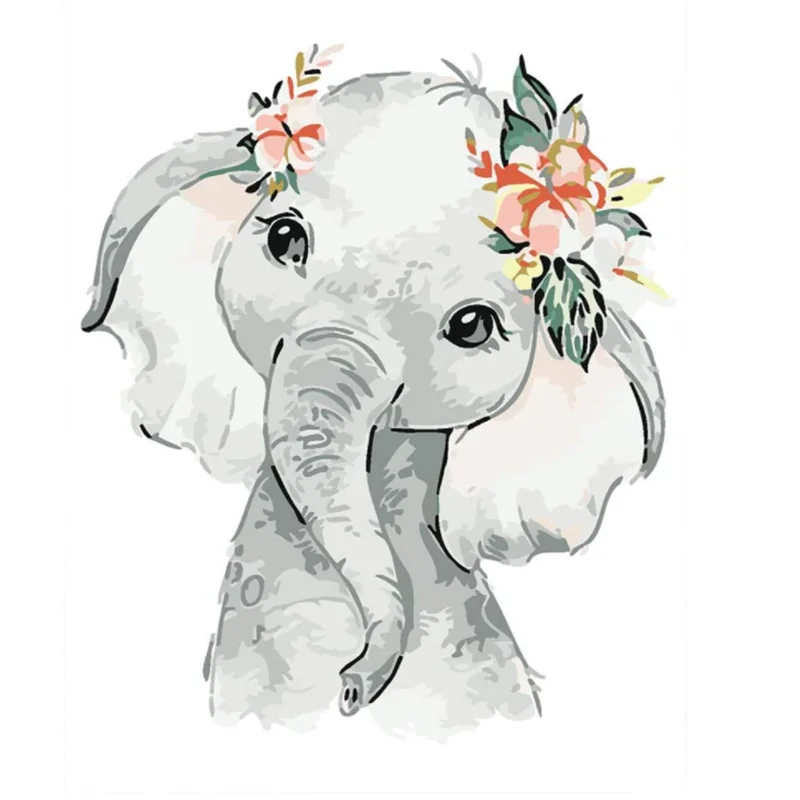 

tapb Colorful Elephant Baby Animal Oil Painting By Numbers Kits Handpainted On Canvas Kits Color By Numbers Home Wall Art Decor