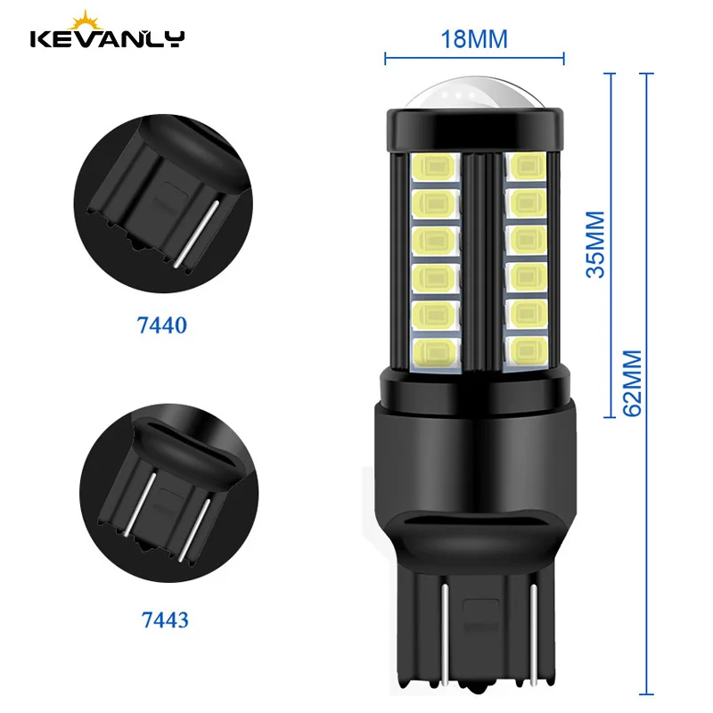 1 шт. CANBUS 12-24V T20 7440 7443 светодиодный W21W W21/5 Вт 5730 33SMD горки белый красный светодиодный лампы для стоп-сигнал поворот сигнальных огней