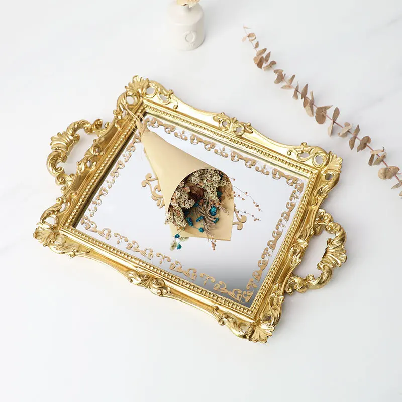 Скандинавский стеклянный поднос для хранения железный с золотым покрытием смола