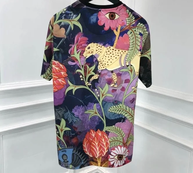 

summer new arrival brand famous flower floral print tee t shirt for men punk style