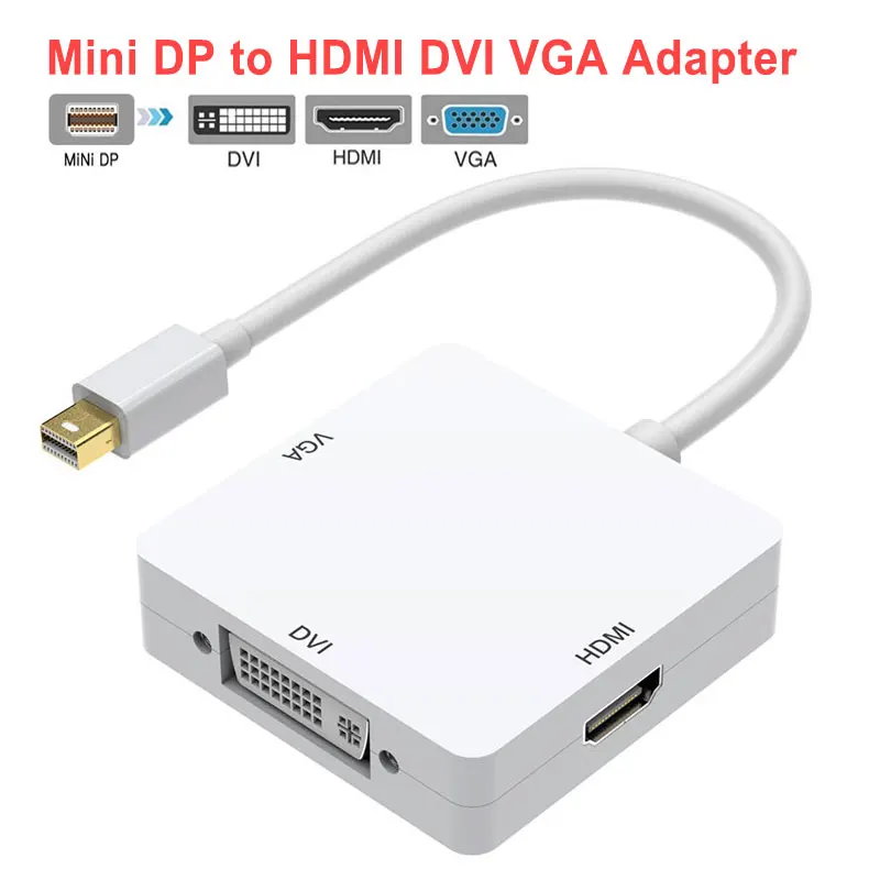 Тройной адаптер 3 в 1 Mini DP к HDMI DVI VGA кабель для Apple iMac MacBook Pro Air конвертер порта