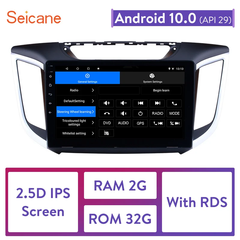 Мультимедийный плеер Seicane 2DIN сенсорный экран 10 1 дюйма Bluetooth FM GPS для Hyundai IX25 0 2015 с Wi