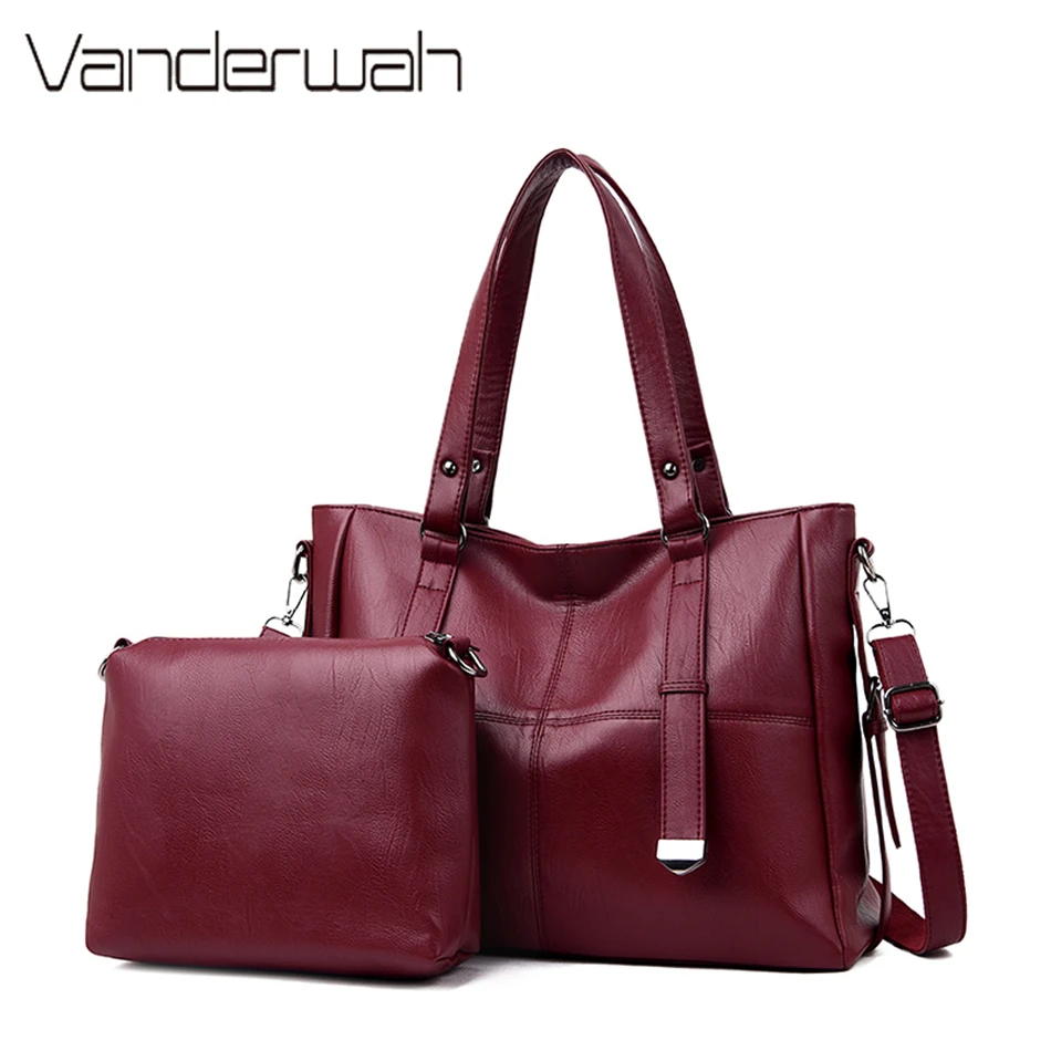 Вместительная Повседневная сумка Высококачественная кожаная через плечо