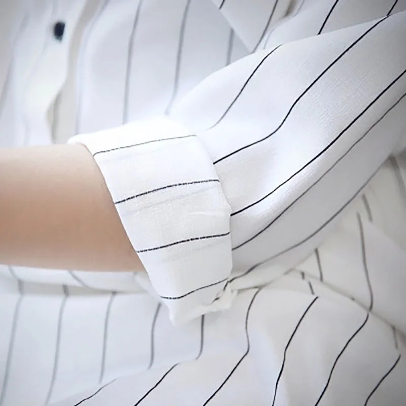 

Woman's Summer Short Striped Shirts Chiffon Dress 2021 Korean Fashion Sexy Office Women Plus Size 5XL Dresses Light Top Clothes
