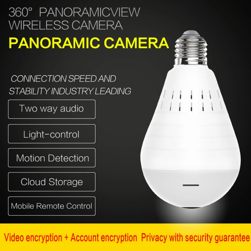 

960P Wireless IP Camera Bulb Light Lamp 360 degree Fish Eye Panoramic Home Camera 1.3MP Night Vision Security P2P WiFi Camera