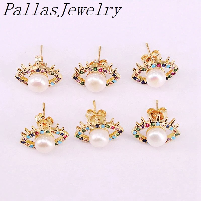 Женские серьги гвоздики с натуральным пресноводным жемчугом 10