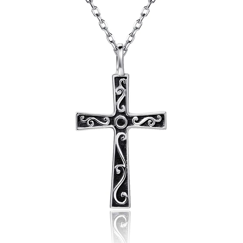 

925 Sterling Silver Vintage Christian Cross Pendant Chains Cubic Zirconia Religious Faith Necklaces for Women Fine Jewelry Gift