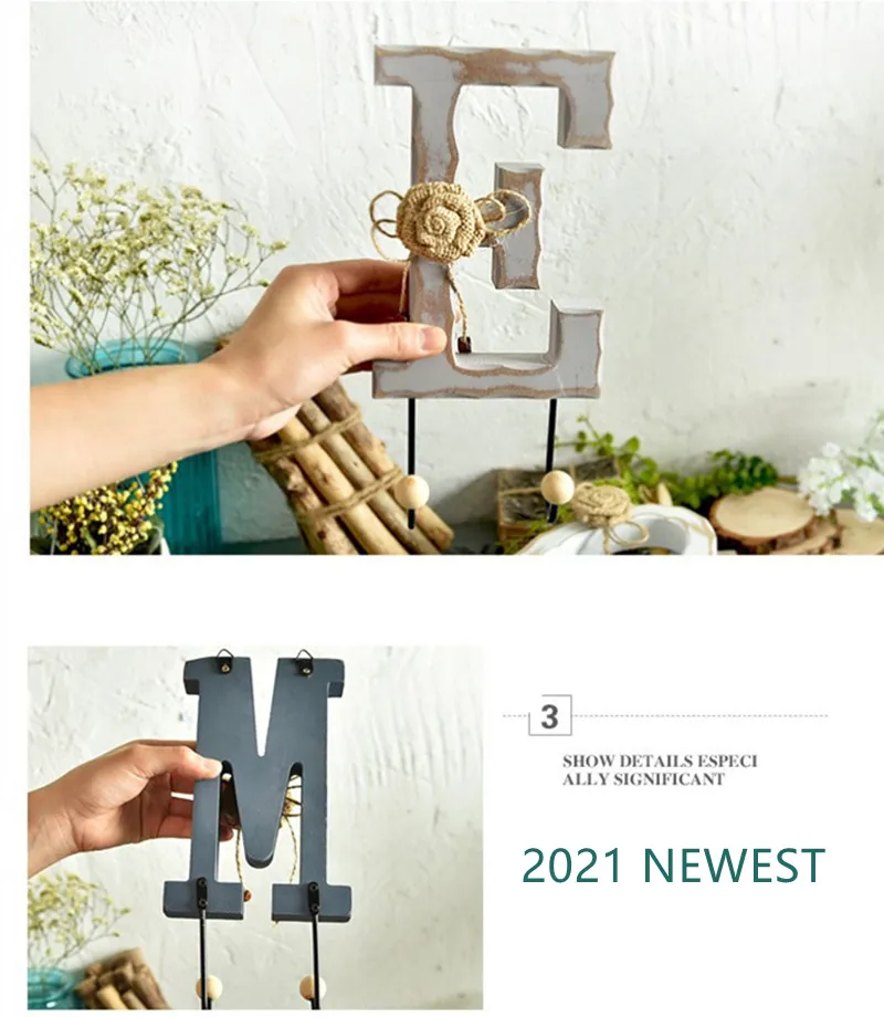

Retro LOVE HOME Letter Decorative Ornaments Hook Vintage DIY Hanging Decoration Set with Flower Decor Home Accessories