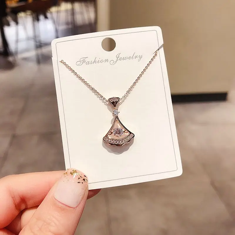 Изысканное Секторное ожерелье с кулоном из розового золота, кубический цирконий, геометрической формы, ожерелье, модные женские ювелирные изделия