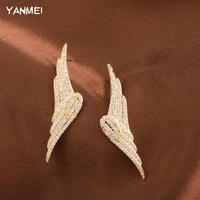 classic design cubic zirconia luxury earrings for women vintage banquet engagement party wings jewelry pendientes mujer moda