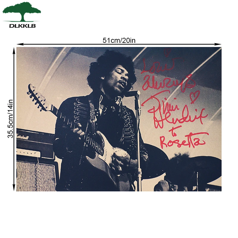 dlkklb elektrische gitarre jimi hendrix poster rock musik vintage 51x 355 cm bar cafe home decor malerei kunst wand aufkleber free global shipping