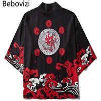 bebovizi harajuku kimono 2020 men japanese thin kimono streetwear traditional cardigan samurai yukata demon haori obi kimono