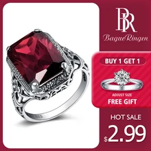 Bague Ringen, прямоугольные винтажные кольца с красным Рубином для женщин, новая мода, драгоценный камень, серебро 925, Ювелирное кольцо,, вечерние, подарки