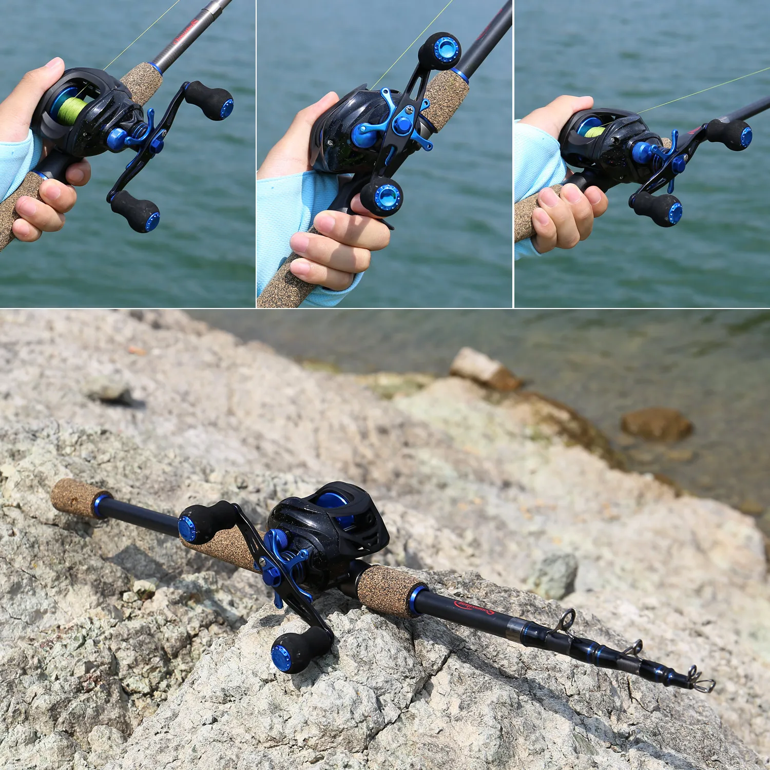 

Sougayilang Telescopic Fishing Pole Carbon Fiber Casting Rod with High Quality 11+1BB High Speed Reel for Saltwater/Freshwater