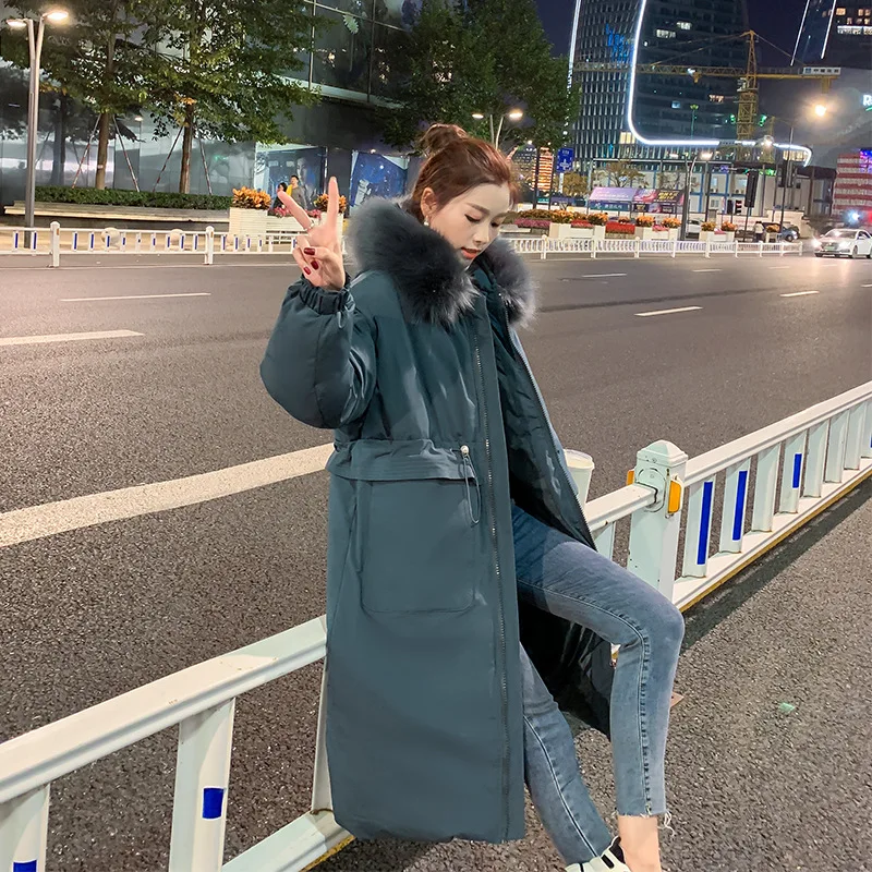

LISYRHJH 2020 Winter Jackets Women's Long Coat Hooded Fur Collar Thick Winter Parkas Women