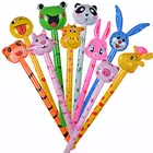 ПВХ детские надувные игрушки голова животного, игрушка с длинной палочкой, Забавный воздушный шар животного джунглей со звуком, надувная палочка, жираф, Лидер продаж