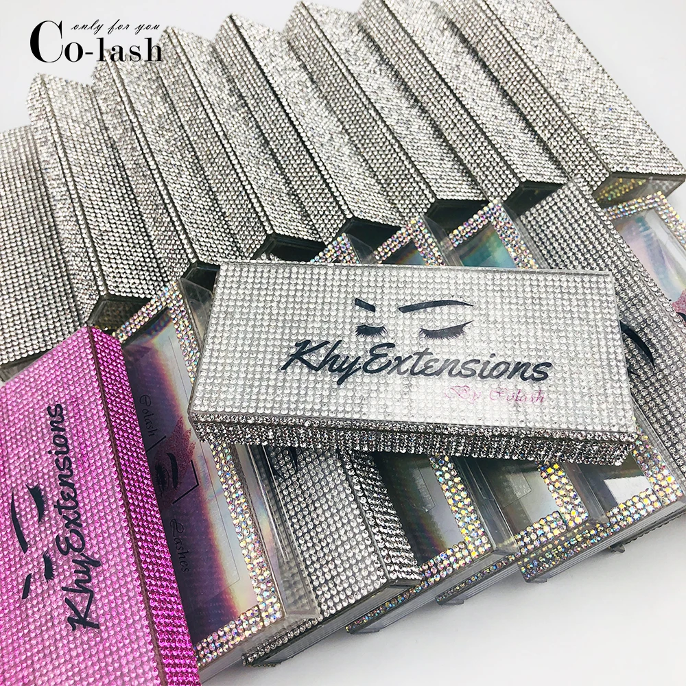 Colash wholesale 30/50pcs diamond false eyelash packaging box fake 3d mink eyelashes boxes diamond case lashes empty