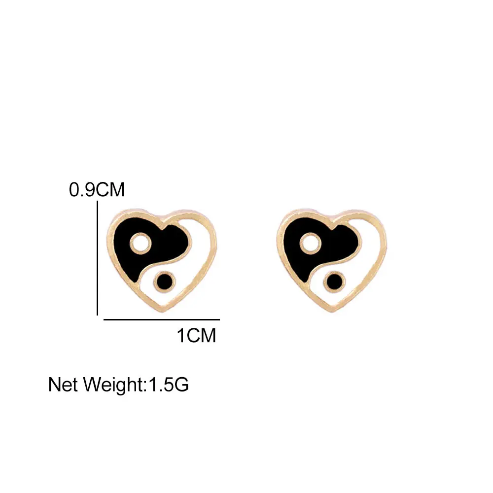 

Punk Fashion Heart Shape Colorful Tai Chi Yin Yang Stud Earrings For Women Hip Hop Gold Chinese Style 2021 Trendy Jewelry Gifts