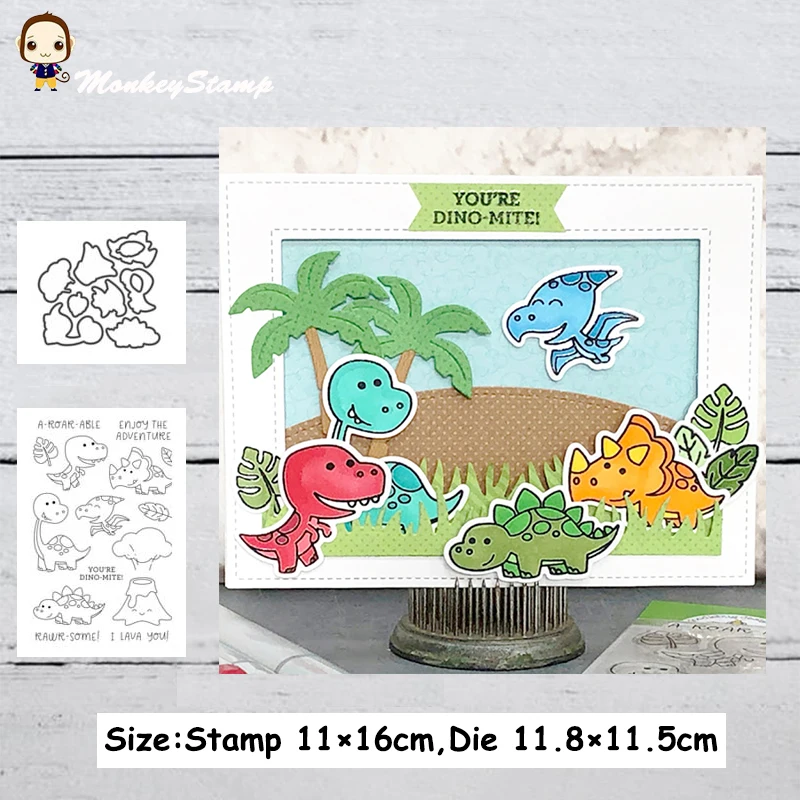 Обезьяна динозавр семья металла резки штампы и трафарет для DIY Скрапбукинг