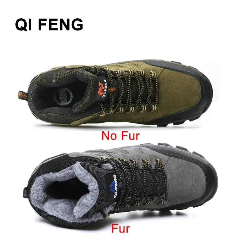 QIFENG походная обувь Сезон осень зима Зимние ботинки Уличная с мехом Обувь для