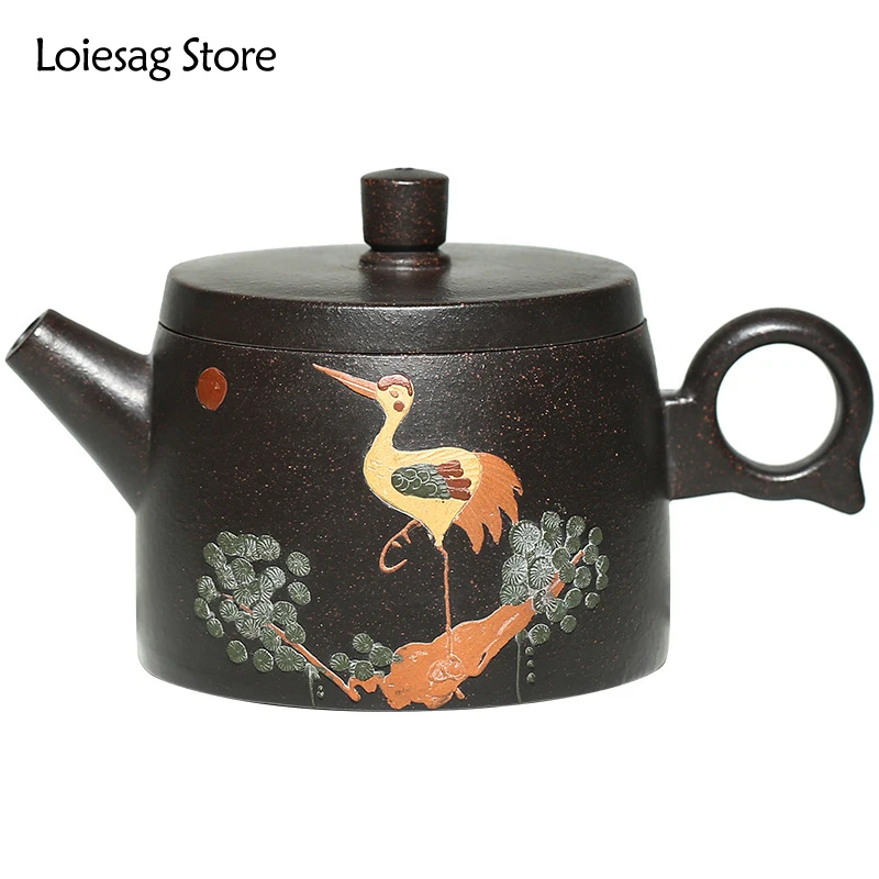 

Loiesag 170ml Yixing Purple Clay Raw Ore Black Sands Songhe Pot Tea Pot Health Pot Beauty Pot Kung Fu Tea Set Home Zisha Pots