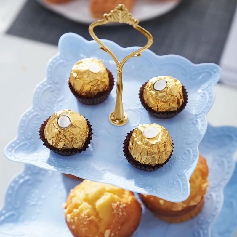 Подставка для десертов капкейков 3-ярусная пластиковая подставка сервировки