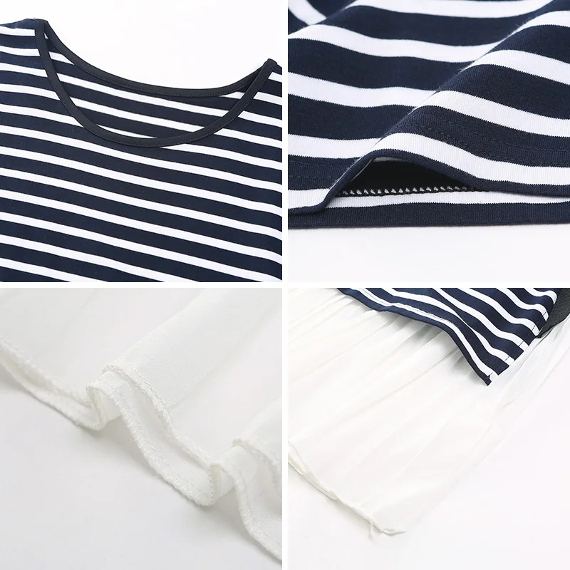 

Pregnant Women's Spring and Summer Dress Stripe Pregnant Fake Two Piece Patchwork Dress Women's Dress Maternity Dresses