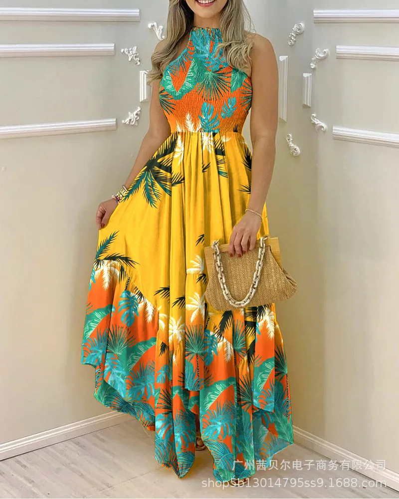 

Fashion Casual New Sleeveless Folds Irregular Long Dresses Women Strapless Knitting Dresses for Women Donsignet