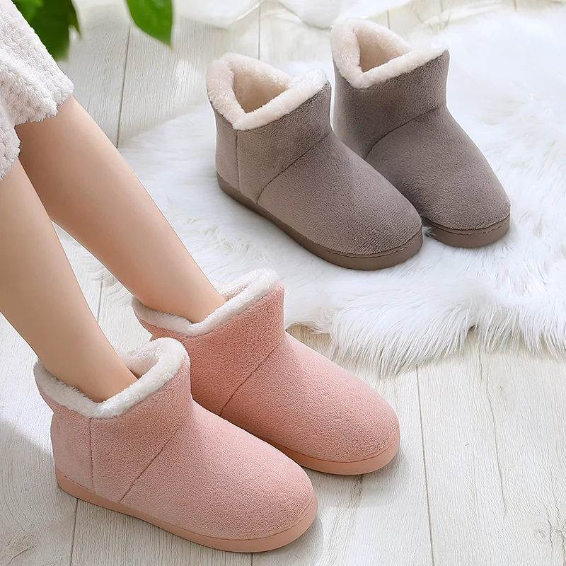 

Fashion winter slippers for women and child, high-top leather home flip flops, comfortable indoor shoes and
