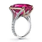 Изысканные розово-красные стразы кольца для женщин серебряного цвета массивное Свадебное обручальное кольцо Подарок на годовщину Роскошные ювелирные изделия