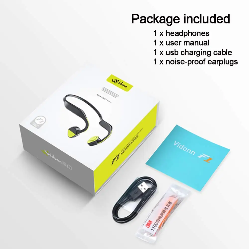 Vidonn F1, беспроводные наушники с костной проводимостью, HiFi, Bluetooth, микрофон, с шумоподавлением, водонепроницаемые, с шейным ремешком, спортивные наушники для бега