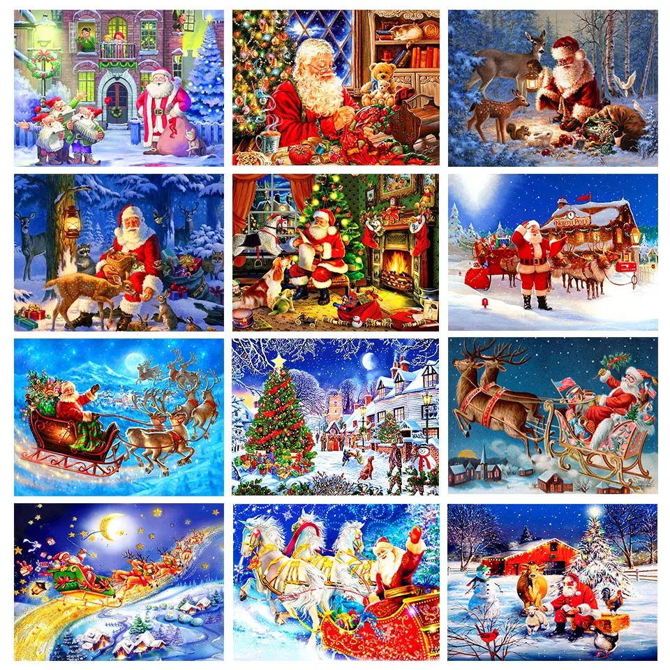 

DIY 5D Poured Glue Diamond Painting Kits Scalloped Edge Christmas Gift Full Roud Square Drill Embroidery Decoration Painting
