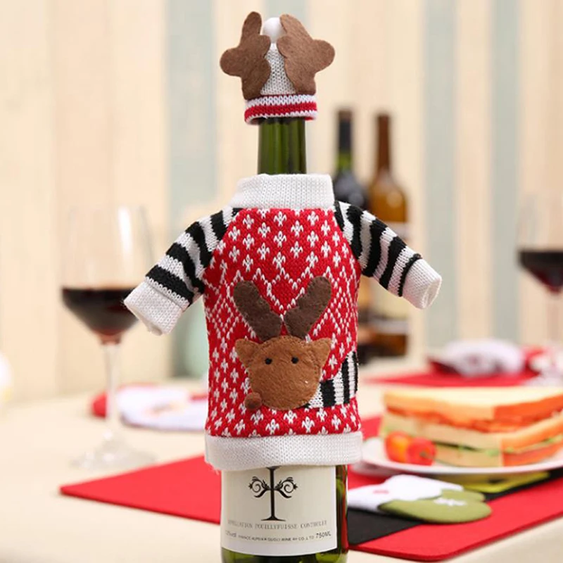 Рождественские украшения Санта Клаус бутылки вина крышки Снеговик Бокал Для