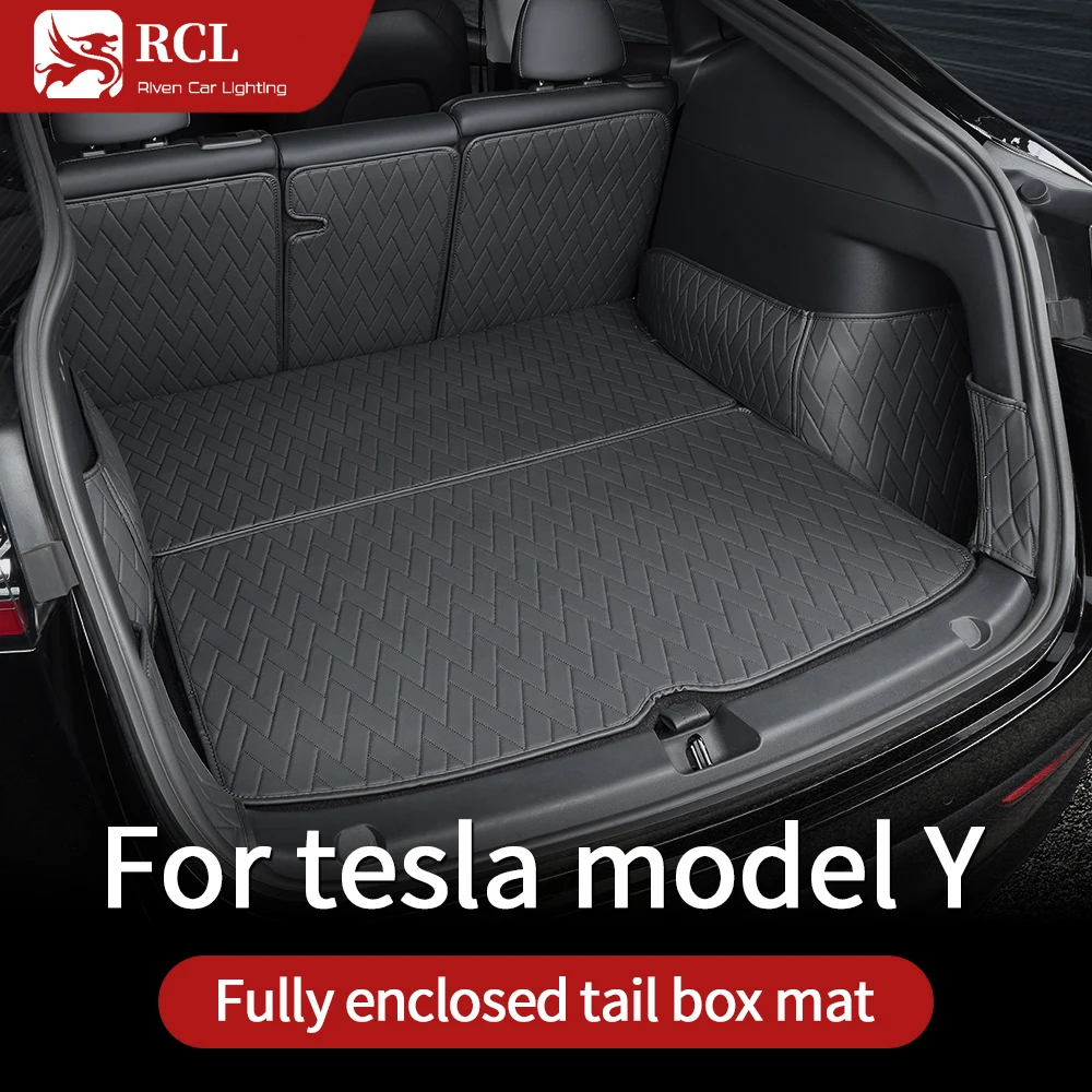 

Leather Trunk Mat for Tesla Waterproof Non-Slip Fully Surrounded Back Box Cushion for Tesla Model Y 2020 2021 Accessories
