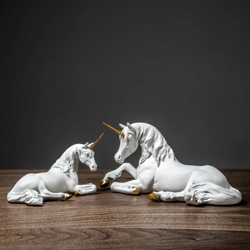 

[HHT]Nordic Resin Crafts Unicorn Horse Statue Ornaments Porch Coffee Table Living Room Bedroom Study Home Decoration Accessories