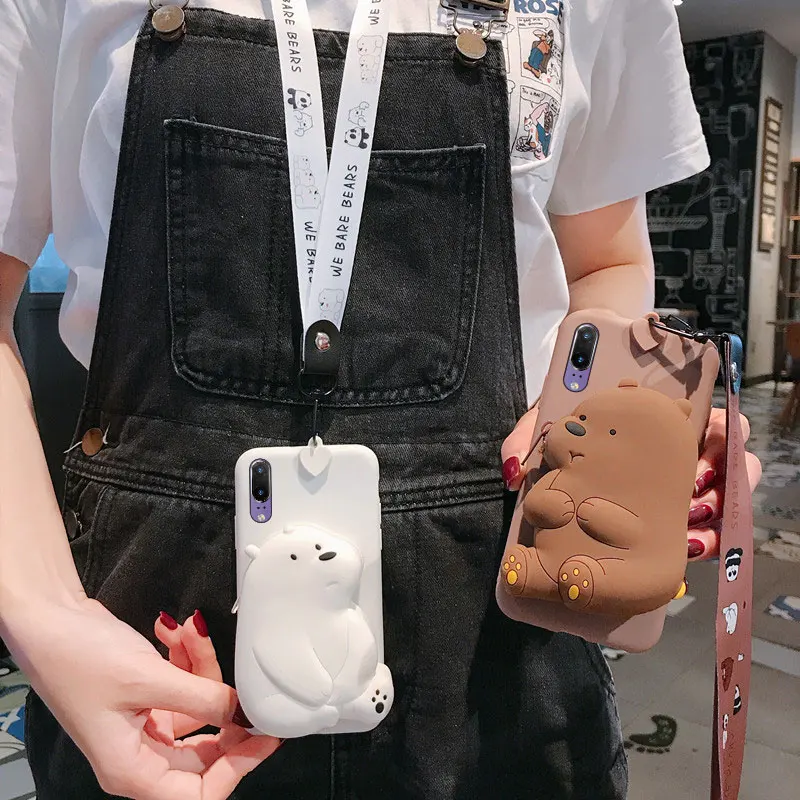 Одежда с изображением мишки чехол для телефона для samsung Galaxy A50 A10 A30 A70 A7 A9S S8 S9 S10 Note 9 J4 J6 Мягкий силиконовый чехол-портмоне с отделением для монет Чехол